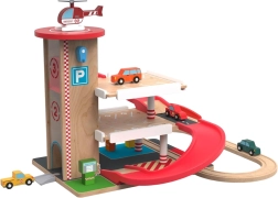 Garaje de madera con circuito de tren 2Kids Toys