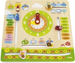 Calendario educativo de madera con reloj Viga – checo