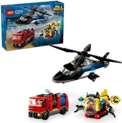 LEGO City 60462 Remix: Helicóptero, camión de bomberos y submarino