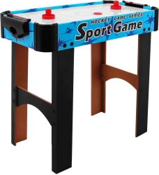 Air hockey pro niños con imitación de madera con ventilador y accesorios – Azul