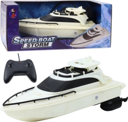 Lancha motorizada teledirigida RC Speed Boat Storm en blanco y negro