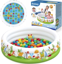 Bestway piscina infantil inflable y piscina seca con pelotas Sprouts & Spring 102 × 25 cm, 50 pelotas y juguetes