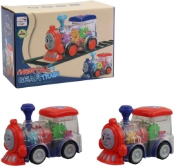 Locomotora con engranajes a pilas con luz