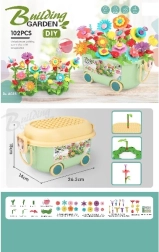 Set de construcción flores 102 piezas con carrito y regadera
