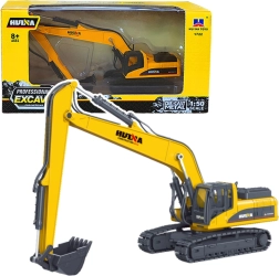 Excavadora metálica de orugas Huina 1:50 amarilla con brazo móvil