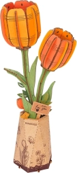 Robo Time rompecabezas 3D de madera tulipán naranja