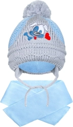 Gorro infantil de invierno con bufanda New Baby perrito azul marino (3–4 años)