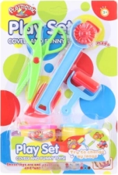 Set de modelado para niños con ruedecilla, tijeras y rodillo