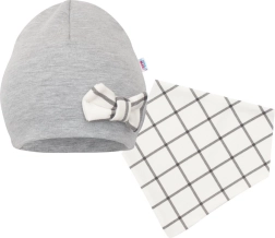 Gorro de bebé y pañuelo para el cuello NEW BABY Missy gris 68 (4–6 meses)