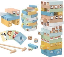 WOOPRIE Juego de madera Torre Temblorosa Animales 82 uds