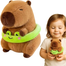 Capibara de peluche con aro verde y ranita 20 cm