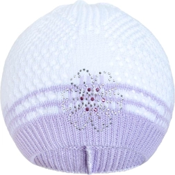 Gorro de punto New Baby con flor morado 3–4 años