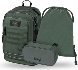 Baagl Set 3 Cubic Grove: mochila, estuche, bolsa