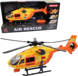 Helicóptero de rescate con luz y sonido, cabrestante funcional y rotor