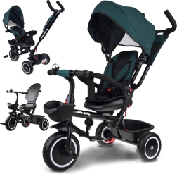 Triciclo infantil 3 en 1 con capota TINY BIKE – Verde oscuro
