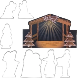 Juego de cortadores de acero inoxidable Navidad – escena del belén, 7 piezas