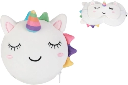 Almohada de viaje con antifaz unicornio