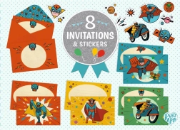 DJECO set de regalo de invitaciones Superhéroes