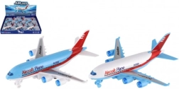 Avión de pasajeros de plástico con mecanismo de inercia 16 cm – set de 6 piezas, 2 colores