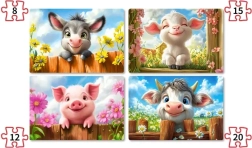 Puzzle Castorland animalitos adorables 4 en 1 (8, 12, 15, 20 piezas)