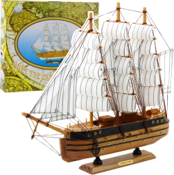 Modelo decorativo de velero histórico de tres mástiles blanco 39x36cm