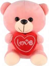 Osito de peluche rosa con corazón 19 cm