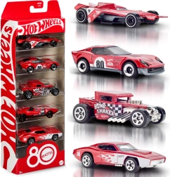 Hot Wheels Mattel colección rojo rubí de 5 coches por el 80.º aniversario