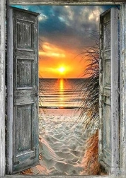 Pintura de diamantes Vista a la playa 30x40 cm