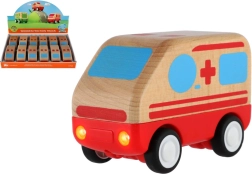 Ambulancia de madera con motor de inercia 11 cm para niños 18m+