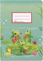 Cuaderno escolar A5 con línea auxiliar – ranita, 10 hojas