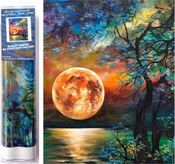 Pintura de diamantes – colorido arcoíris sobre el lago 30 × 40 cm
