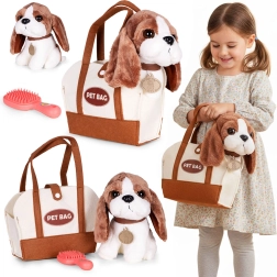 Perrito de peluche en bolso con cepillo para niños