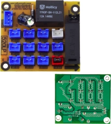 Placa electrónica de distribución de luces para vehículos con batería