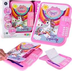 Diario electrónico con código unicornio rosa