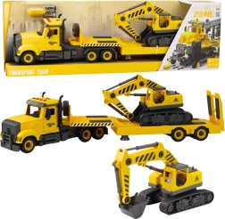 Camión tractor desmontable con remolque y excavadora de orugas – set de construcción DIY con luces y sonidos