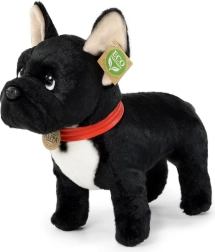 Bulldog francés de peluche negro con collar 30 cm eco-friendly