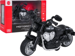 Motocicleta metálica negra con luz y sonido 1:16