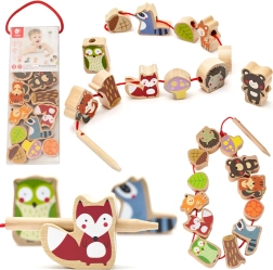 Animales del bosque de madera para ensartar, 13 uds – Classic World