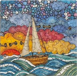 Puzzle cuadrado Q Silver: velero de 72 piezas