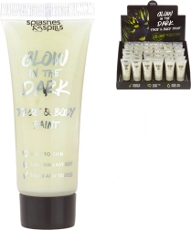 Pintura fosforescente de carnaval para cara y cuerpo que brilla en la oscuridad en tubo de 10 ml - 1 pieza