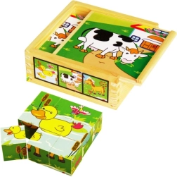 Babu cubos con imágenes de animales domésticos – 9 cubos en una caja de madera