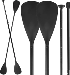 Pala de aluminio plegable 2 en 1 para SUP y kayak, 4 secciones, ajustable a 210 cm