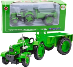 Tractor metálico con remolque verde 1:18