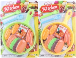 Sartén de plástico con alimentos y accesorios para niños 19 cm