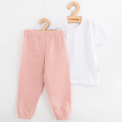 Conjunto infantil de algodón: camiseta y pantalones de muselina New Baby Kindergarten rosa 104 (3–4 años)