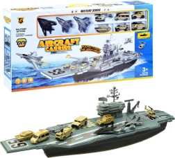 Gran portaaviones militar: set de juego con aviones y vehículos