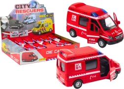 Coche de bomberos metálico 1:32 con puertas que se abren, luces y sonidos, rojo