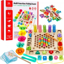 Juego educativo de madera 6 en 1 para niños 3+ con clasificador, juego de pesca y aprendizaje de números