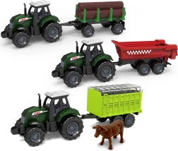 Tractor con remolque de metal y plástico de 17 cm - 1 unidad