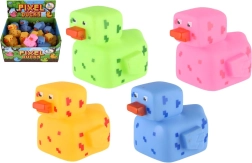 Patito de goma pixelado para la bañera 8 × 10 cm, set de 4 colores